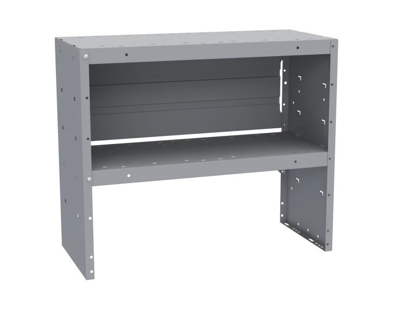 Holman Van Storage System Shelf Unit, 32 Inch Width X 27 Inch Height X 14 Inch Depth, Square End Panels, 2 Shelves, Without Dividers, Gray – 48322