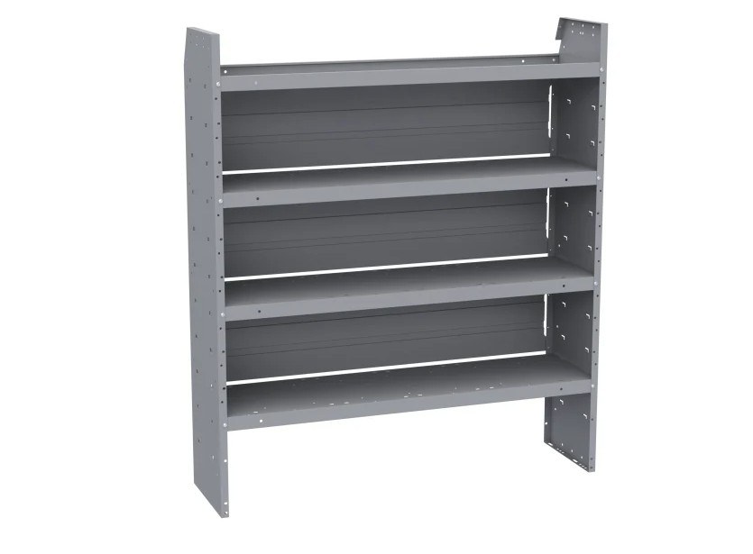 Holman Van Storage System Shelf Unit, Adjustable, 52 Inch Width X 60 Inch Height X 14 Inch Depth, Tapered End Panels, 4 Shelves – 48524