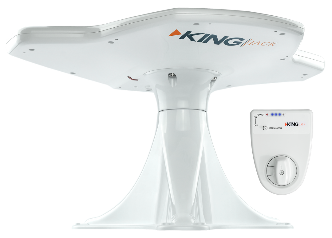 King Broadcast TV Antenna, King Jack ™, White, With Aerial Mount/ Signal Finder – OA8500