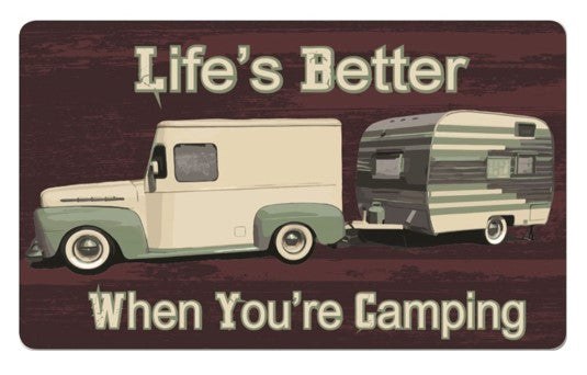 Kittrich Door Mat, Stephan Roberts®, For Indoor or Outdoor Use, Life’s Better When You’re Camping – CAMP-15218-10