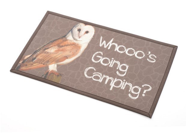 Kittrich Door Mat, Stephan Roberts®, For Indoor or Outdoor Use, Whooos Going Camping – STRB-14854-20