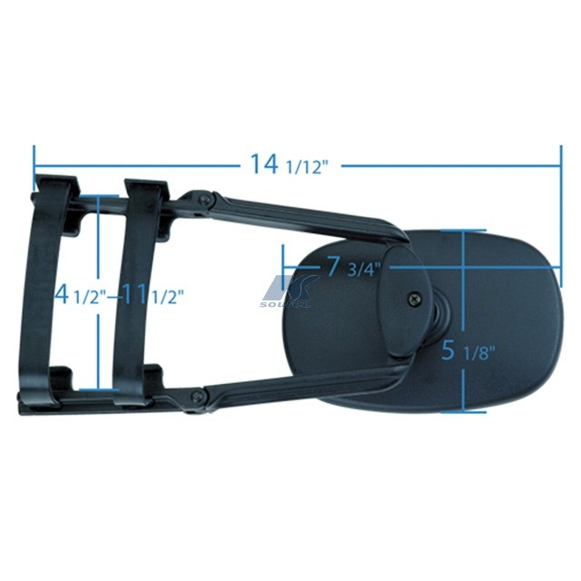 K-Source Exterior Towing Mirror, Clip-On for Mirrors 4-1/2 Inch to 11-1/2 Inch, Single 7-3/4 Inch X 5-1/8 Inch, Extends 14-1/2 Inch – 3791