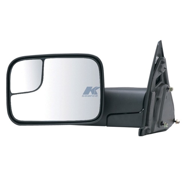 K-Source Exterior Towing Mirror, OEM Replacement, 10 Inch X 7 Inch with a 4-1/2 Inch Spot Mirror, 22 Inch Mirror Extension, Manual – 60112C