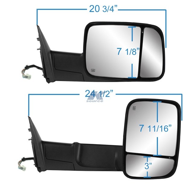K-Source Exterior Towing Mirror, OEM Replacement, Single, Black, Electric, Power Folding, With Turn Signal, With Heated Mirrors – 60199C