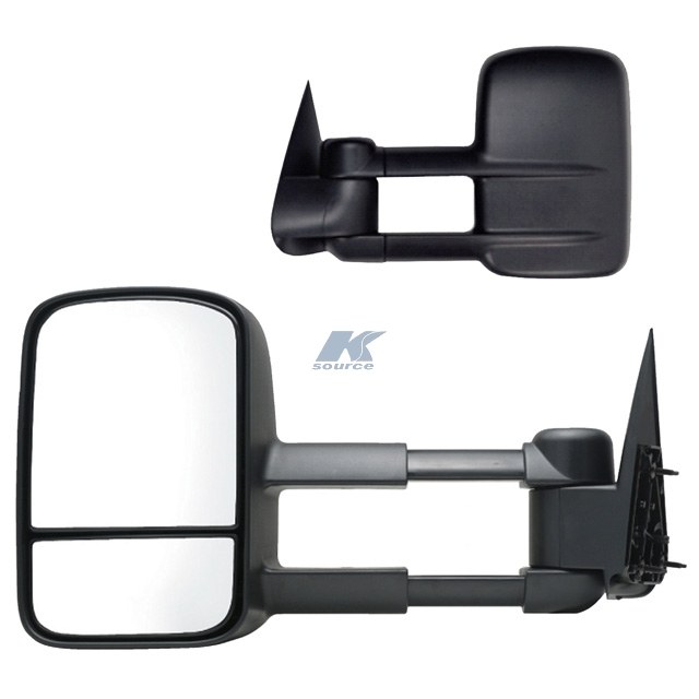 K-Source Exterior Towing Mirror, OEM Replacement, 4 Inch Extension, Manual, Without Turn Signal, Without Heated Mirrors, Folding, Black – 62073-74G