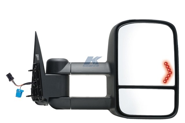 K-Source Exterior Towing Mirror, OEM Replacement, 12 Inch X 7-3/4 Inch Including a Spot Mirror, 4 Inch Extension, Electric – 62075G