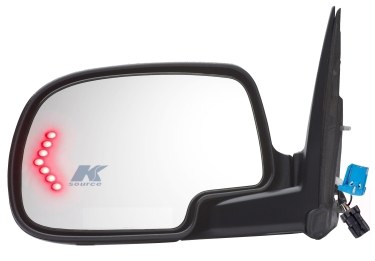 K-Source Exterior Mirror, OEM Replacement, Single, Black, Electric, Foldaway, With Heated Mirrors, With Turn Signal Indicators – 62134G
