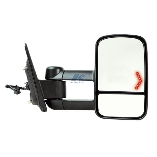 K-Source Exterior Towing Mirror, OEM Replacement, Dual Lens, Extendable, Electric, With Turn Signal, Heated, Manual Folding, Textured Black – 62135G