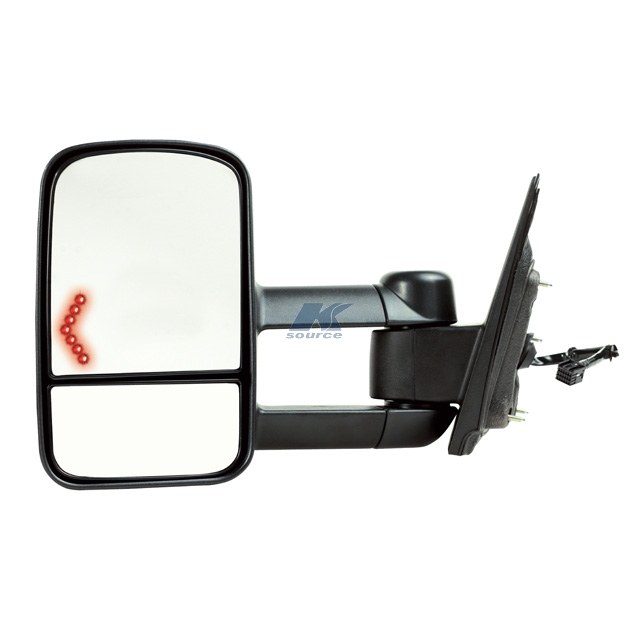 K-Source Exterior Towing Mirror, OEM Replacement, Dual Lens, Extendable, Electric, With Turn Signal, Heated, Manual Folding, Textured Black – 62136G