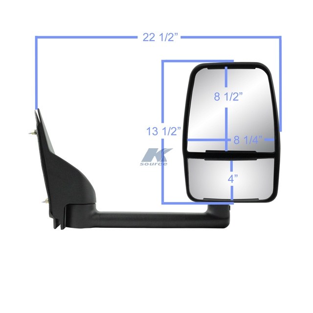 K-Source Exterior Mirror, Exterior Towing Mirror, OEM Replacement, Single, Dual Lens, Black, With Ptm Housing, Manual, Foldaway – 62169G
