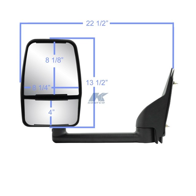 K-Source Exterior Mirror, Exterior Towing Mirror, OEM Replacement, Single, Dual Lens, Black, With Ptm Housing, Manual, Foldaway – 62170G