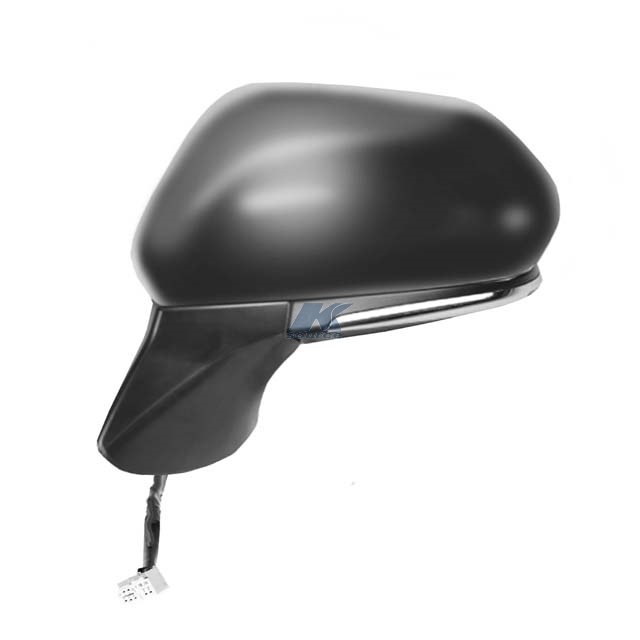 K-Source Exterior Mirror, OEM Replacement, Single, Textured Black with Chrome Trim, Electric, Foldaway, With Heated Mirrors – 70738T