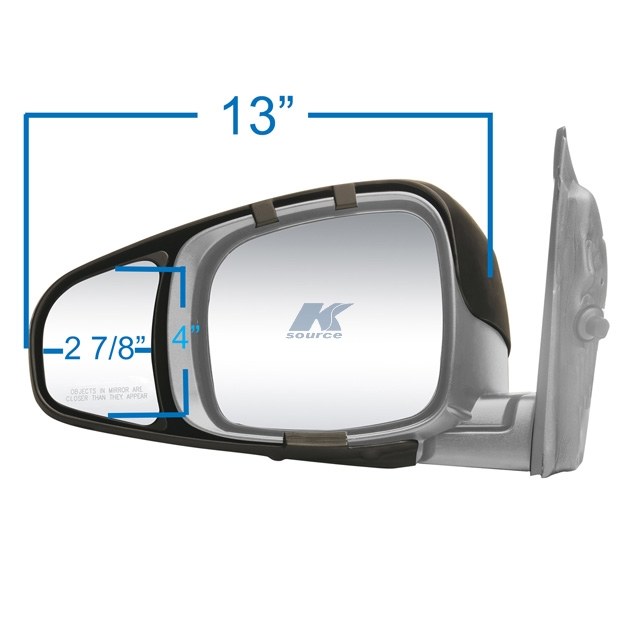 K-Source Exterior Towing Mirror, Snap & Zap, Snap on, Manual, Black, Pair – 80720