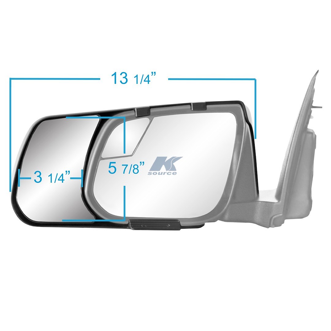 K-Source Exterior Towing Mirror, Snap & Zap, Snap on, Manual, Black, Pair – 80940