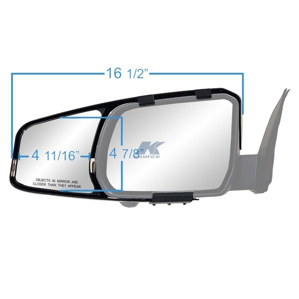 K-Source Exterior Towing Mirror, Snap & Zap, Snap on, Manual, Black, Pair – 81870