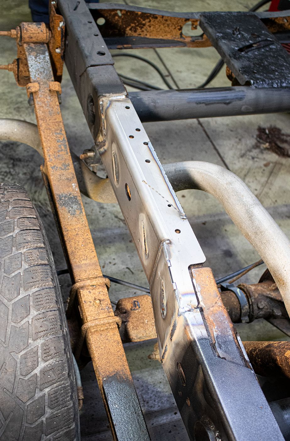 Kentrol Replacement Frame Section, Rust Buster, Left Rear Over Axle Frame Section, Raw, 3/16 Inch Steel, Welding Required – RB7321L