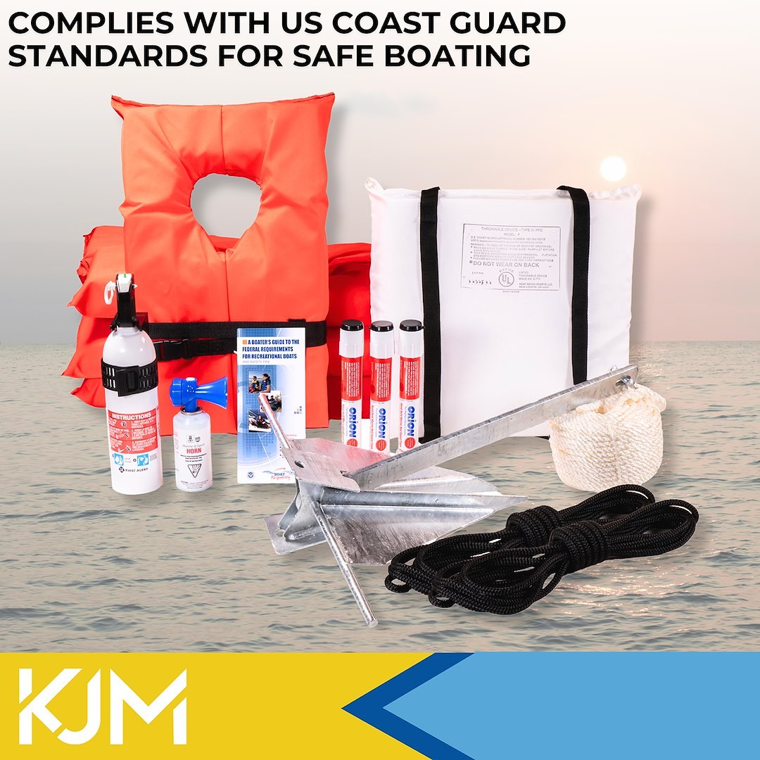 Kjm Boater Safety Kit, For Boats Up to 19 Foot IN Length, Uscg/ Us Coast Guard Approved – 42100