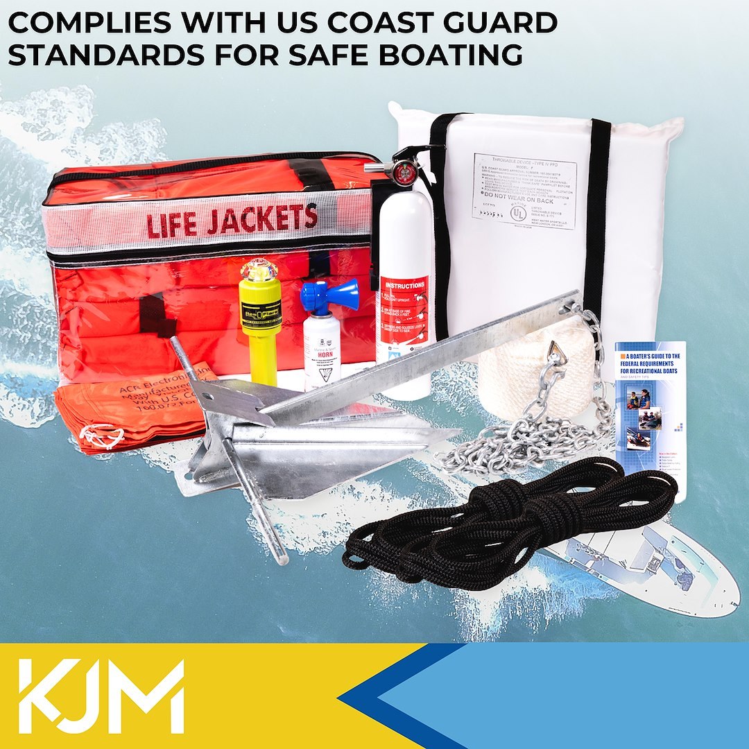 Kjm Boater Safety Kit, For Boats Up to 20 to 25 Foot IN Length, Uscg/ Us Coast Guard Approved – 42101