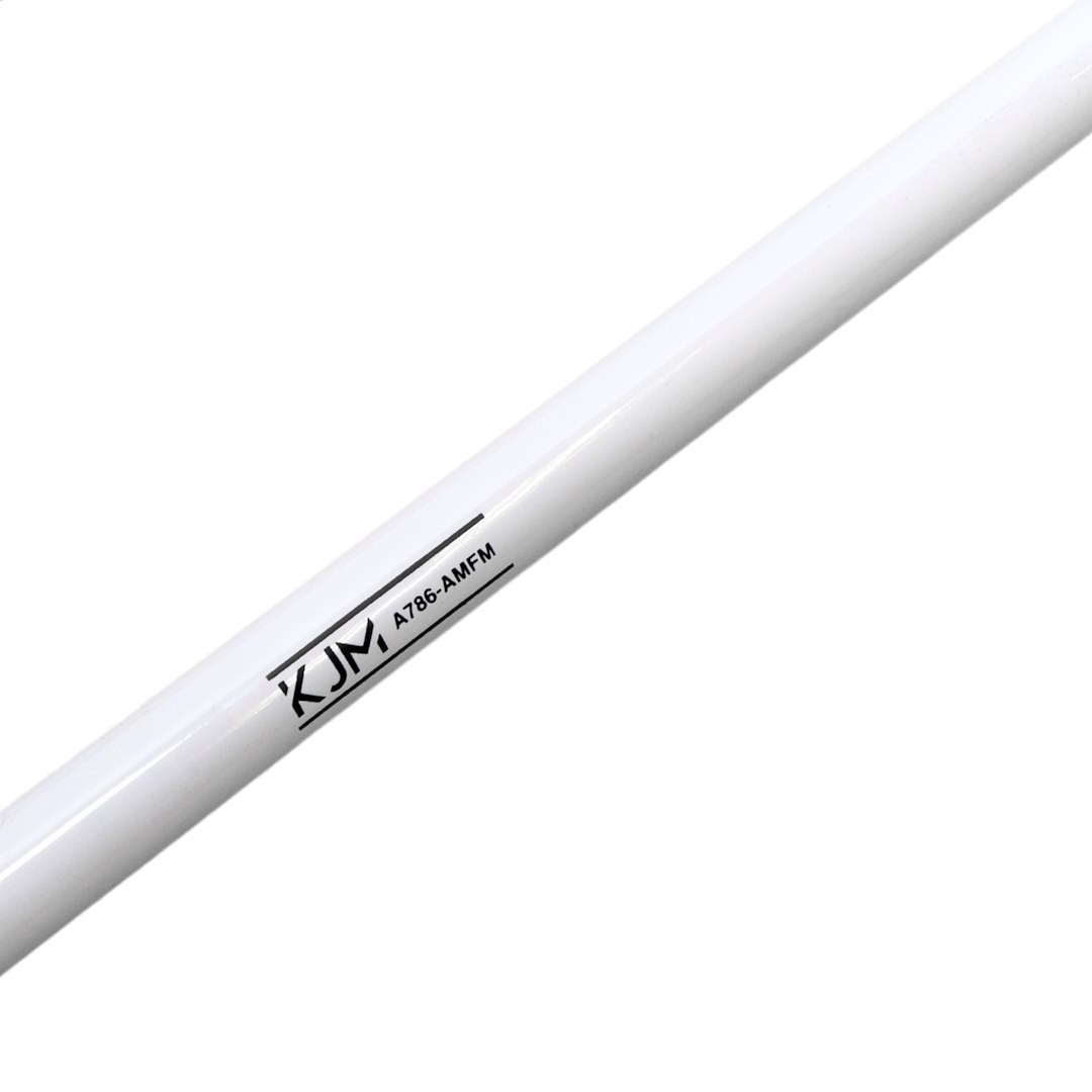 Kjm Antenna, AM/ FM Antenna, T-Top/ Hard-Top Mount, High Gloss Polyurethane Finish, White, Stainless Steel, 8 Feet Height – A786-AMFM