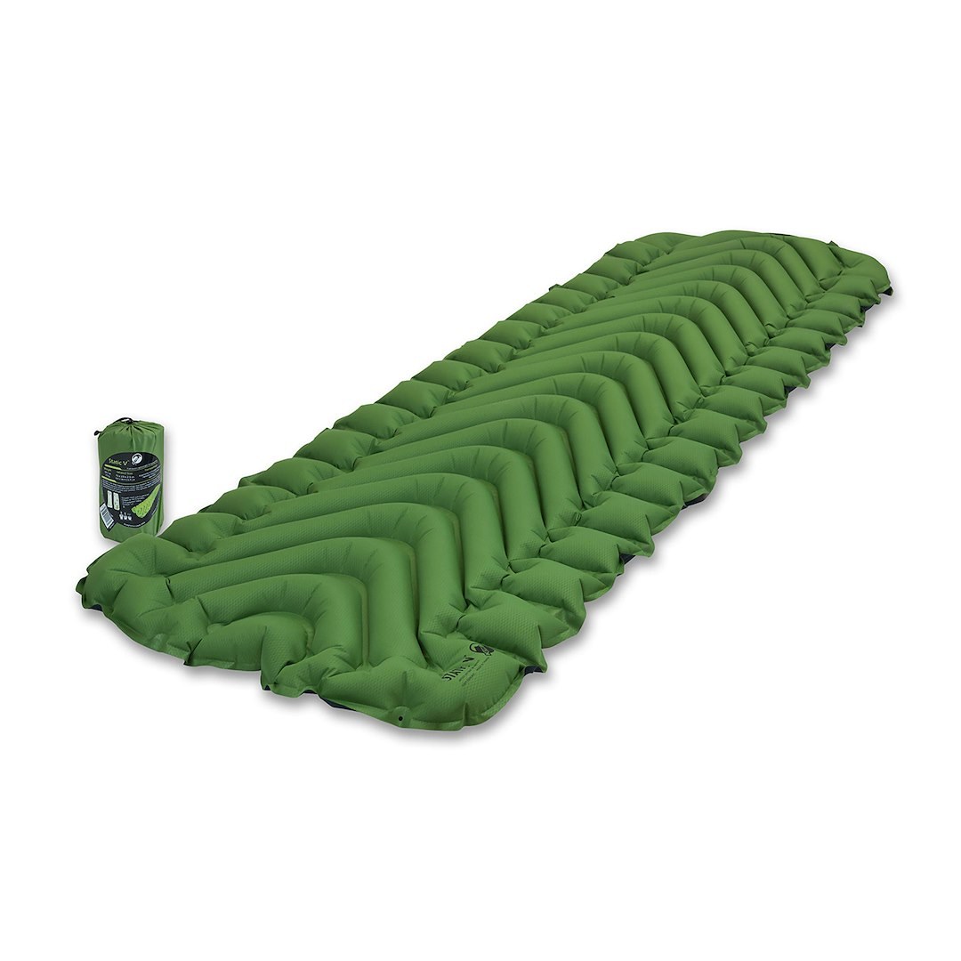 Klymit Sleeping Pad, Static V™, Inflatable, Manual Inflation Using Breath, V-Chamber Design – 06SVGR02C