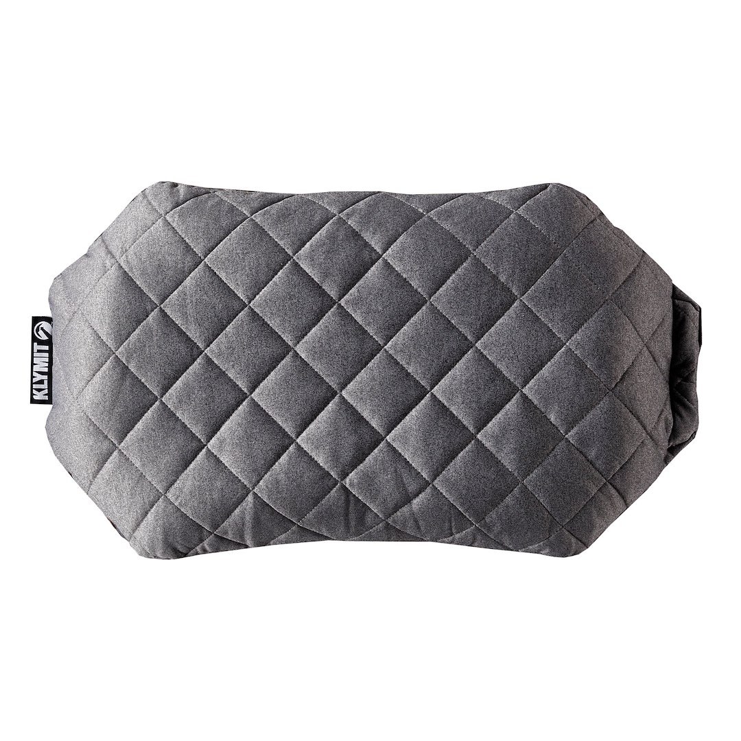 Klymit Pillow, Luxe™, Extra Large, Inflatable, 75D Polyester, Lofty Support, Gray, 22 Inch Length X 12-1/2 Inch Width X 5 Inch Height – 12LPGY01D