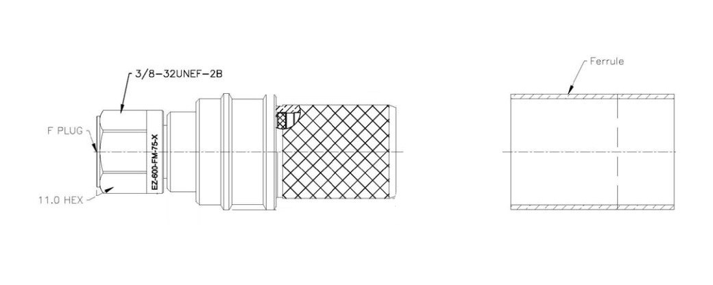 Kvh Industry Coaxial Cable Adapter, Used with LMR-600 Coaxial Cable, Fme Male 01/C Connector – S23-0608