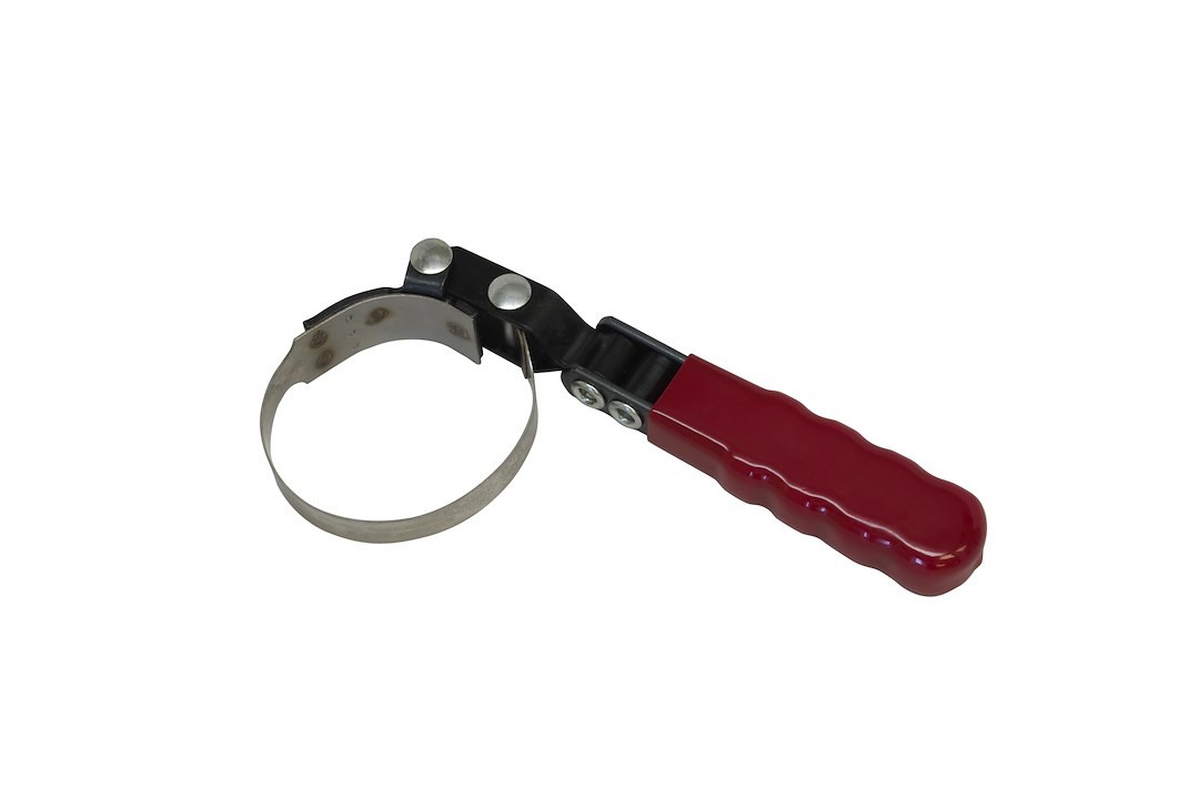 Lisle Oil Filter Wrench, Fits 2-3/8 Inch to 2-5/8 Inch Filters, Band Type, Stainless Steel Band/ Vinyl Handle Swivel Grip – 54400