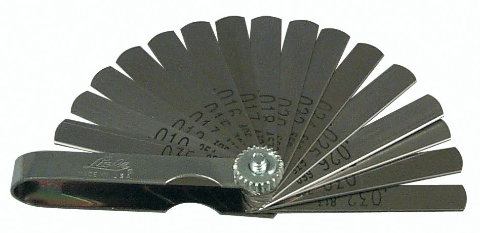 Lisle Feeler Gauge, 16 Blades from 0.010 Inch to 0.035 Inch, 1-3/4 Inch Length X 1/4 Inch Width, Steel – 68000
