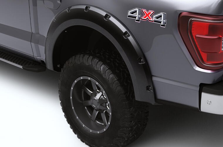 Bushwacker Fender Flare, Forge Style, Bolt on Style, 2-1/2 Inch Tire Coverage, Black, Durable ABS Textured Plastic, 5-1/2 Inch Flare Height – 28315-08
