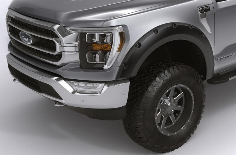 Bushwacker Fender Flare, Forge Style, Bolt on Style, 2-1/2 Inch Tire Coverage, Black, Durable ABS Textured Plastic, 5-1/2 Inch Flare Height – 28315-08