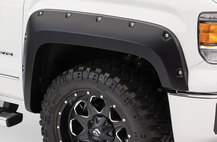 Bushwacker Fender Flare, Pocket Style®, 1-3/4 Inch Front/ 2 Inch Rear Tire Coverage, Matte Black, Dura-Flex ® 2000 Tpo Smooth Plastic – 40974-02