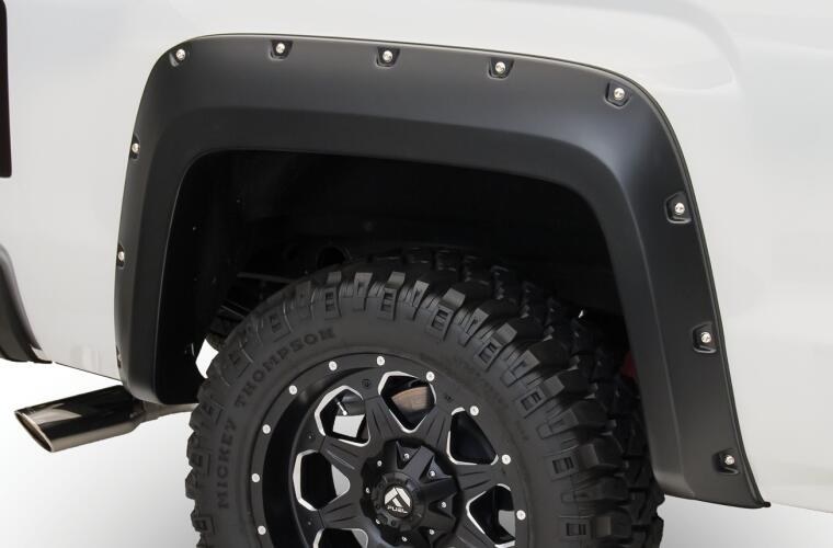 Bushwacker Fender Flare, Pocket Style®, 1-3/4 Inch Front/ 2 Inch Rear Tire Coverage, Matte Black, Dura-Flex ® 2000 Tpo Smooth Plastic – 40974-02