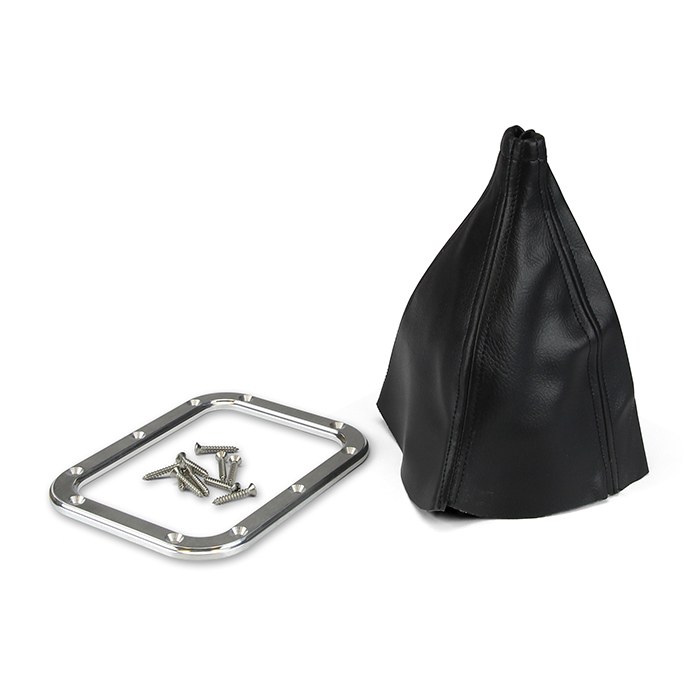 Lokar Shifter Boot, For Use with Lokar Auto Trans Shifters, With 6-3/4 Inch X 5-1/4 Inch Rectangular Boot Ring, Black, Naugahyde – 70-BFMB