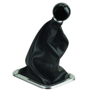 Lokar Shifter Boot, Lokar Auto Trans Shifters, With 6-3/4 Inch X 5-1/4 Inch Rectangular Stainless Steel Boot Ring, Black, Naugahyde – 70-FMB