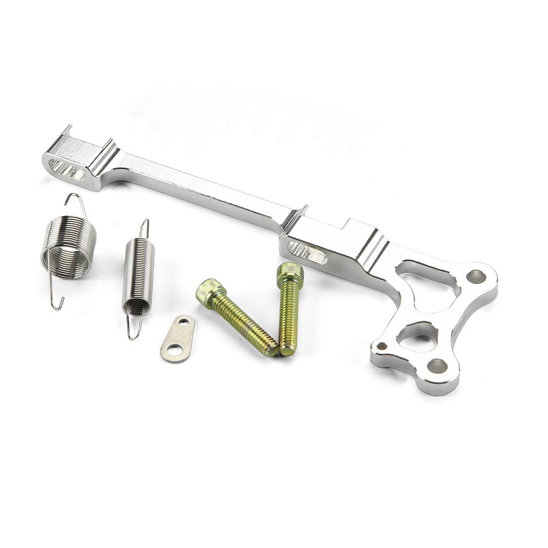 Lokar Carburetor Throttle Cable Bracket, For Edelbrock Carburetors, Accepts Lokar Throttle Cable/ Kickdown Kits, Natural, Aluminum – TCB-40DQ