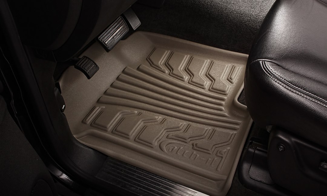 Lund International Floor Liner, Catch-It, Tan, Molded Fit, Raised Blocks with Drip Channels, Vinyl, 2 Piece – 283114-T