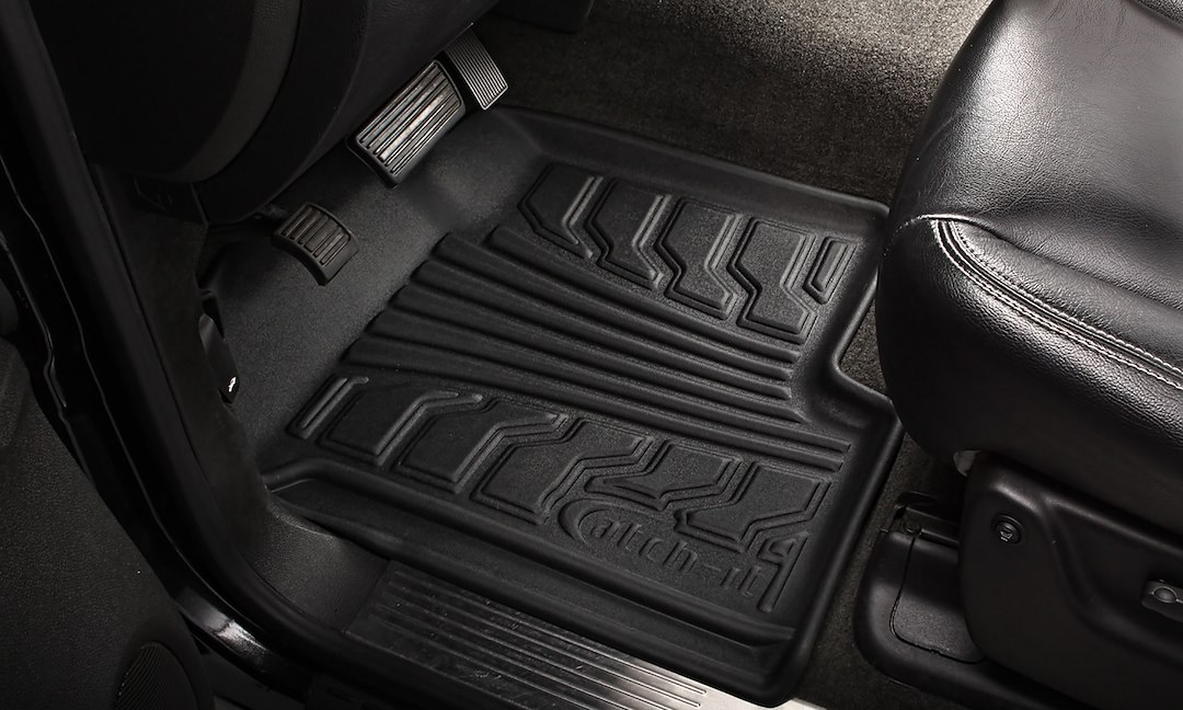 Lund International Floor Liner, Catch-It, Black, Molded Fit, Raised Blocks with Drip Channels, Vinyl, 2 Piece – 283132-B