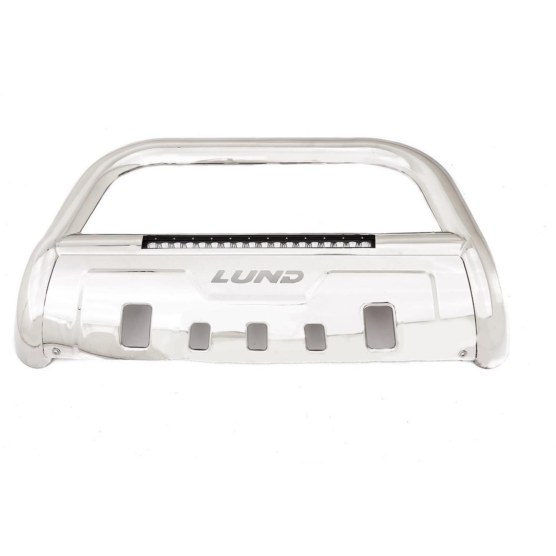Lund International Bull Bar, Polished, Stainless Steel, 3.5 Inch Diameter, With Built IN 20 Inch LED Light Bar with Flood Beam Pattern – 47021300