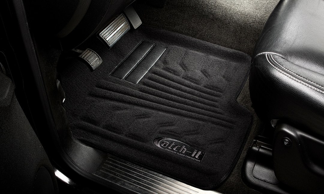 Lund International Floor Liner, Catch-It, Black, Molded Fit, Raised Blocks with Drip Channels, Nylon, 2 Piece – 583123-B
