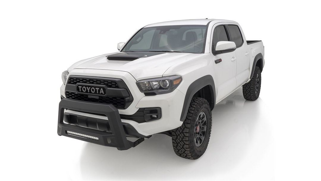 Lund International Bull Bar, Revolution ™, Textured Powder Coated, Black Matte, Steel, Chiseled Design, With LED Light Bar, Tow Hook Mount – 86521210