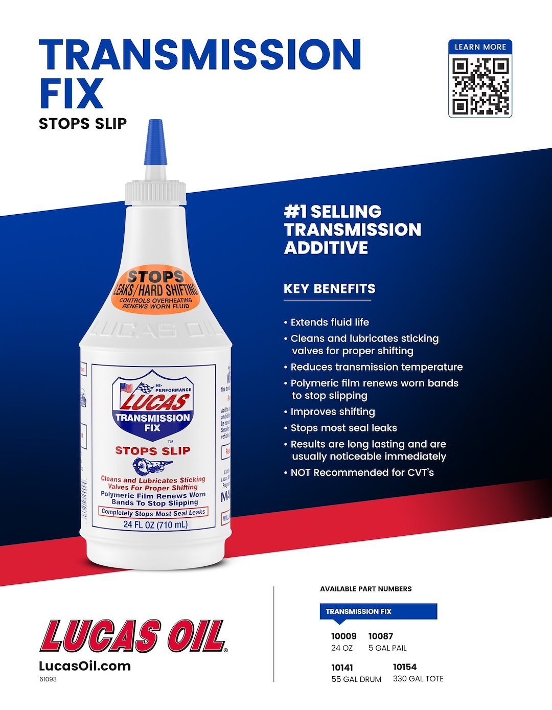 Lucas Oil Auto Trans Stop Leak, Transmission Fix ™, Use to Eliminate Seal Leaks, 24 Ounce Bottle, Single – 10009