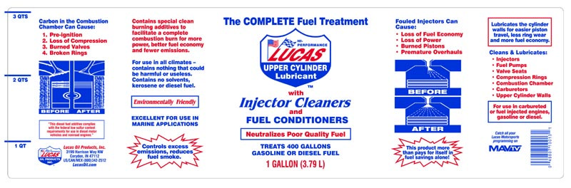 Lucas Oil Fuel Additive, For Diesel or Gas, Increase Fuel Economy/ Cleans and Lubricates Entire Fuel System, Treats Up to 400 Gallons of Fuel – 10013