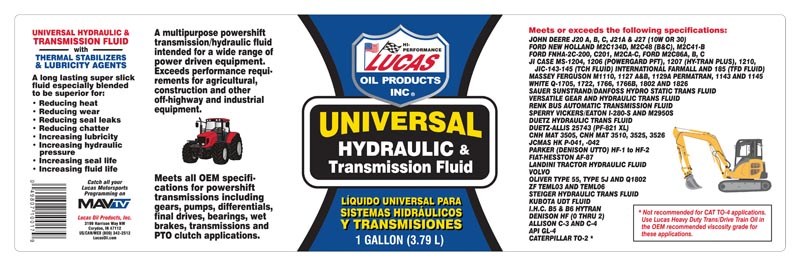 Lucas Oil Hydraulic Fluid, Use for Hydrostatic Transmissions, 1 Gallon Jug, Single – 10017