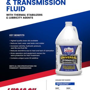 Lucas Oil Hydraulic Fluid, Use for Hydrostatic Transmissions, 1 Gallon Jug, Single – 10017