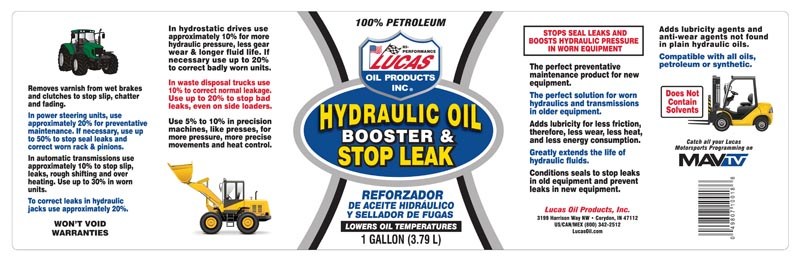 Lucas Oil Hydraulic Fluid Stop Leak, Use to Stop Leaks/ Prevents Major Overhauls/ Reduces Heat/ Increases Equipment Life, 1 Gallon Jug, Single – 10018