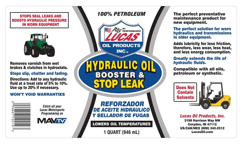Lucas Oil Hydraulic Fluid Stop Leak, Use to Stop Seal Leaks/ Boosts Pressure/ Reduces Operating Temperatures and Increases the Life of Hoses – 10019