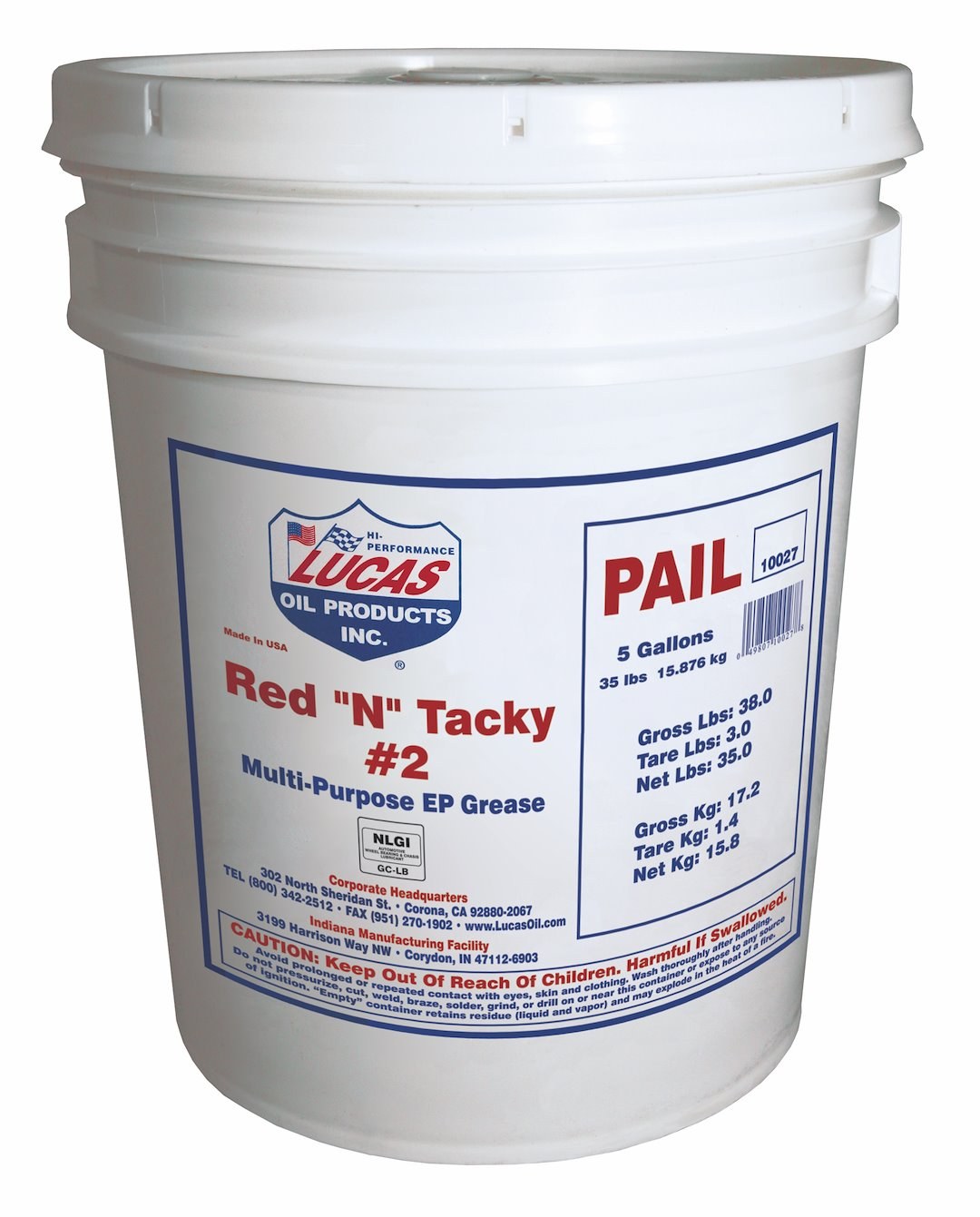 Lucas Oil Multi Purpose Grease, Red N Tacky, Lithium Complex Grease, Single, 35 Pound Bucket – 10027