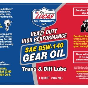 Lucas Oil Gear Oil, Single, 1 Quart Bottle, 85W-140 – 10042