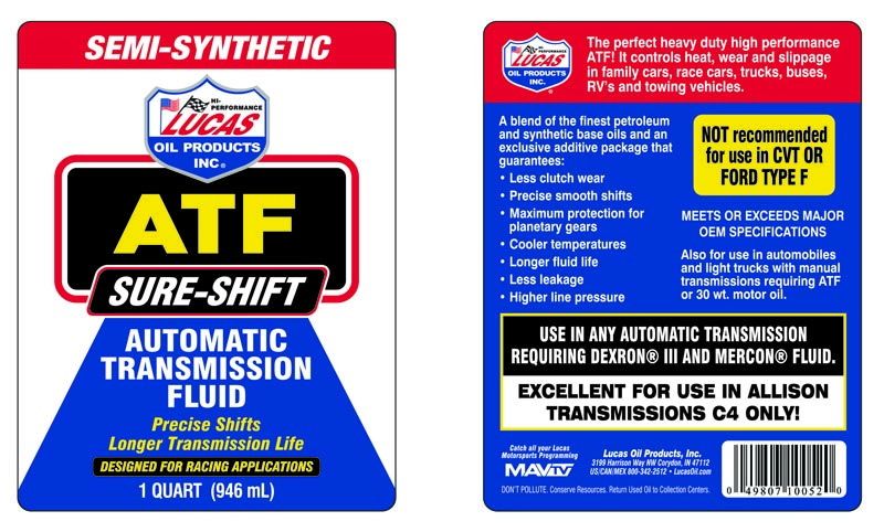 Lucas Oil Auto Trans Fluid, Semi Synthetic, 1 Quart Bottle, Single – 10052