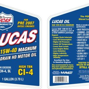 Lucas Oil Oil, SAE 15W-40, Synthetic Blend, 1 Gallon Jug, Single – 10076